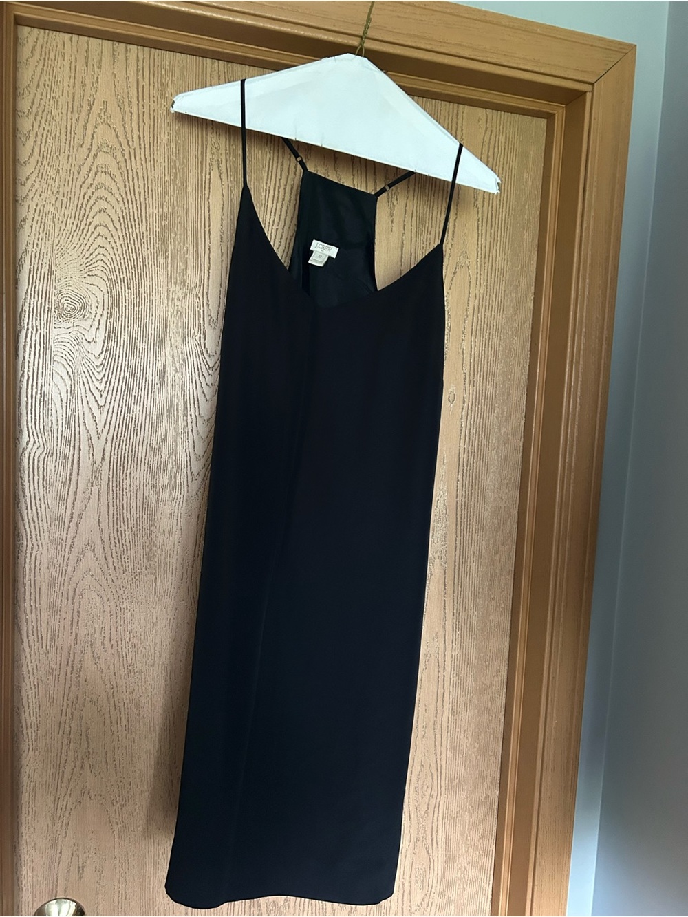 J. Crew Black Midi Slip Dress with Spaghetti Straps
